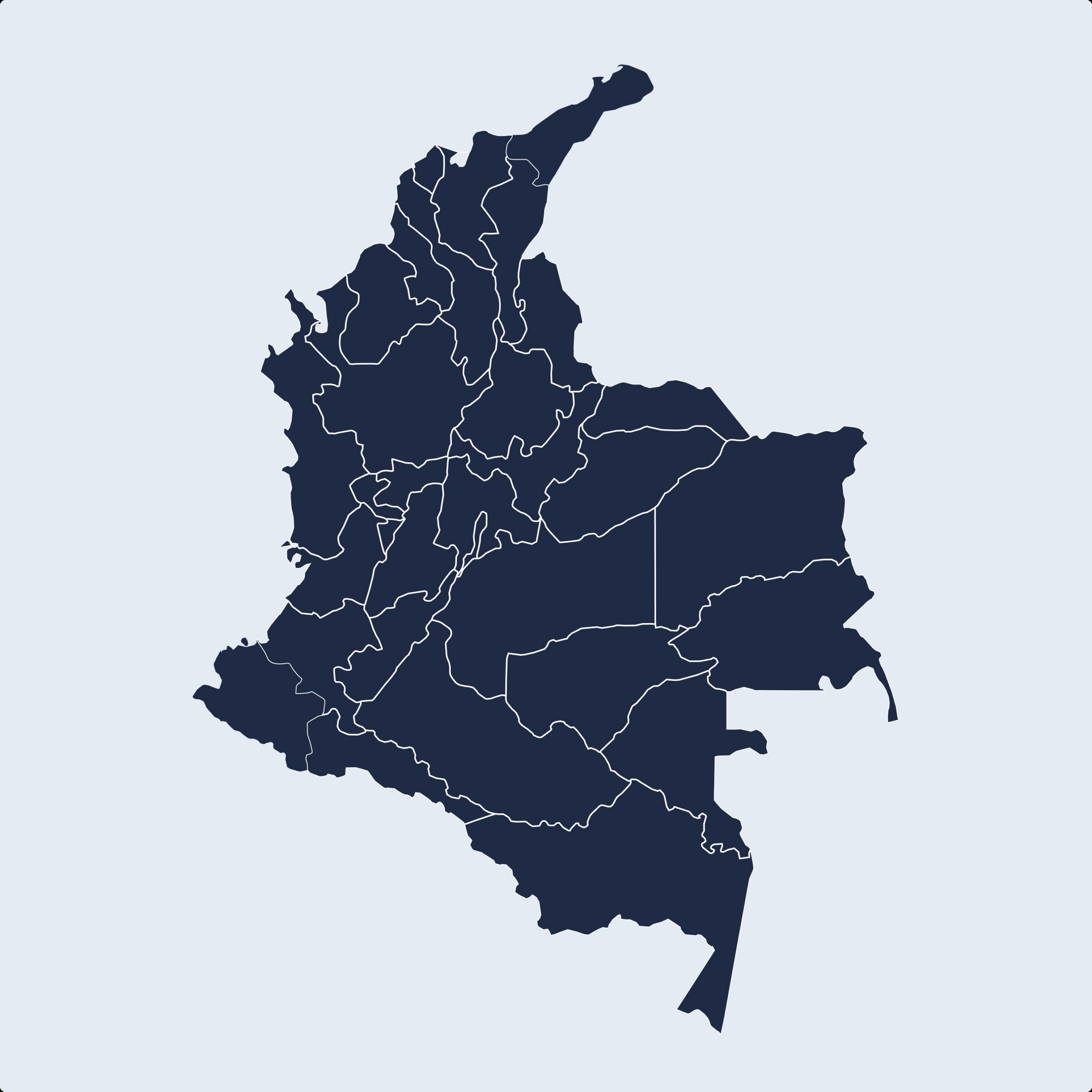 Map of Colombia highlighting Barranquilla and Medellín, AiQO's operational hubs